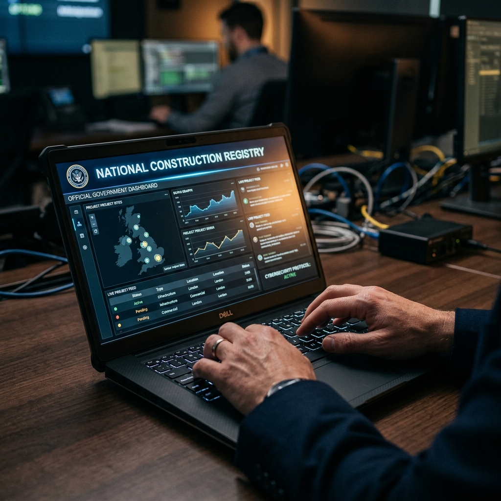 Mãos digitando em dashboard oficial abrindo o CNO